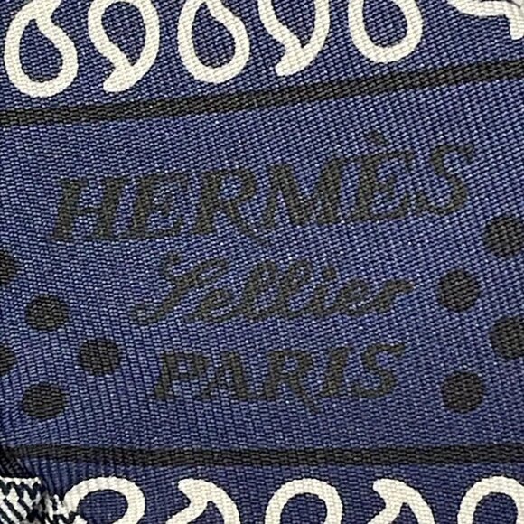 Auth HERMES Twilly H852978S 01 Marine Fonce (Navy) Black White - Scarf - Picture 3 of 7